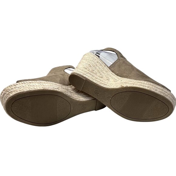 Univ Thread Wedge Women 8.5 Taupe Faux Suede Ankle Strap Platform Espadrille‎ - Picture 8 of 10